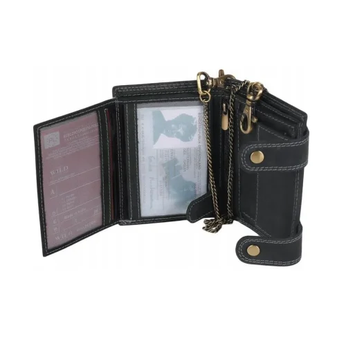 Czarny portfel męski Always Wild ze skóry nubukowej – detale / Black nubuck leather men’s wallet Always Wild – details